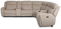 Walker Beige Fabric Large Triple Power Reclining Two-arm Sectional