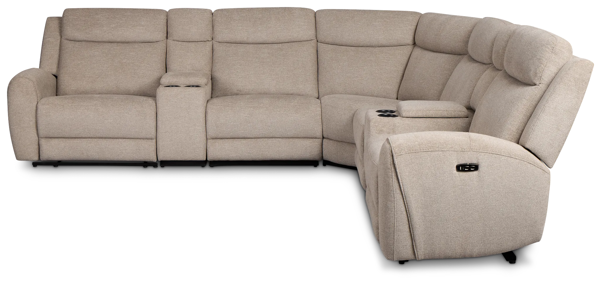 Walker Beige Fabric Large Triple Power Reclining Two-arm Sectional