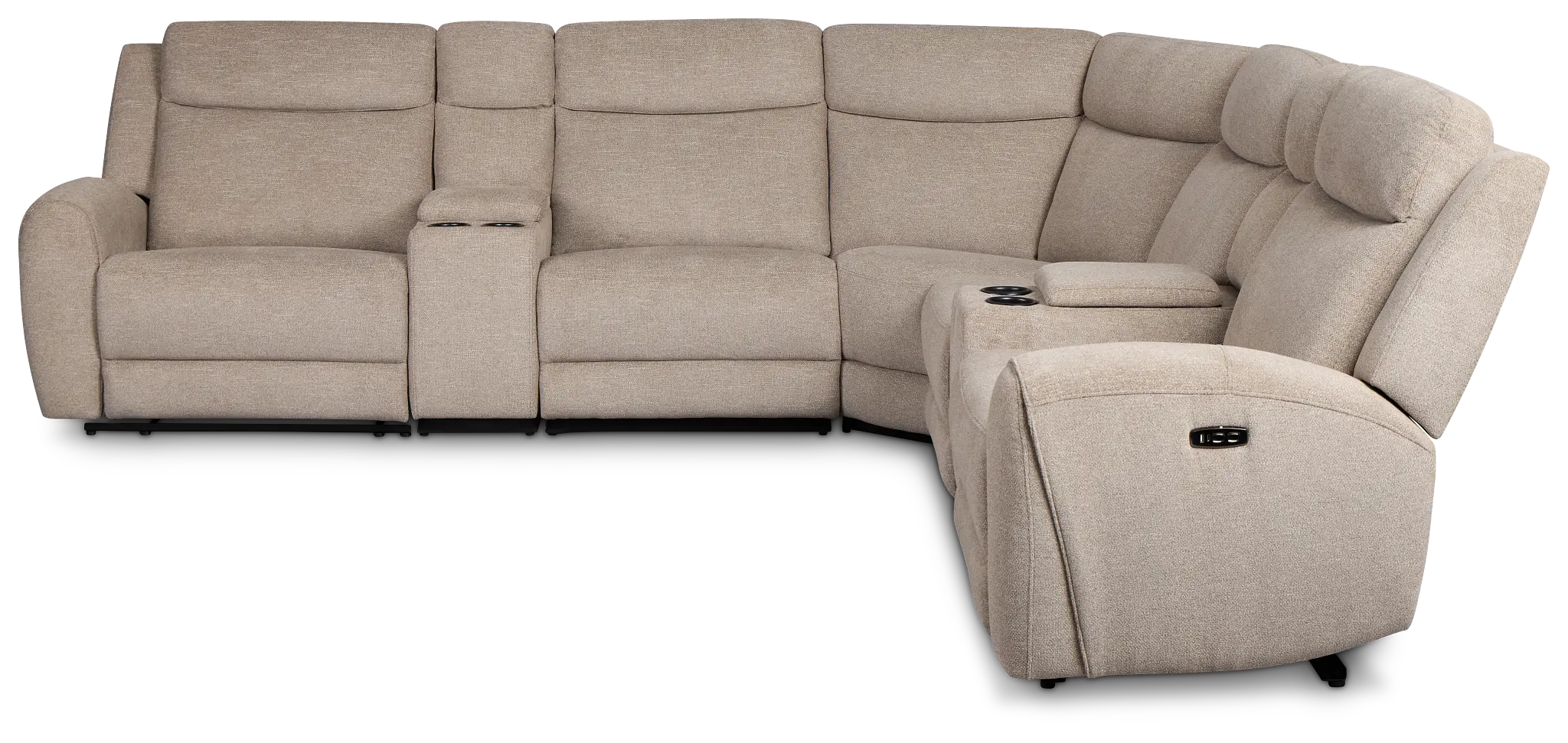 Walker Beige Fabric Large Triple Power Reclining Two-arm Sectional Walker Beige Fabric Large Triple Power Reclining Two-arm Sectional