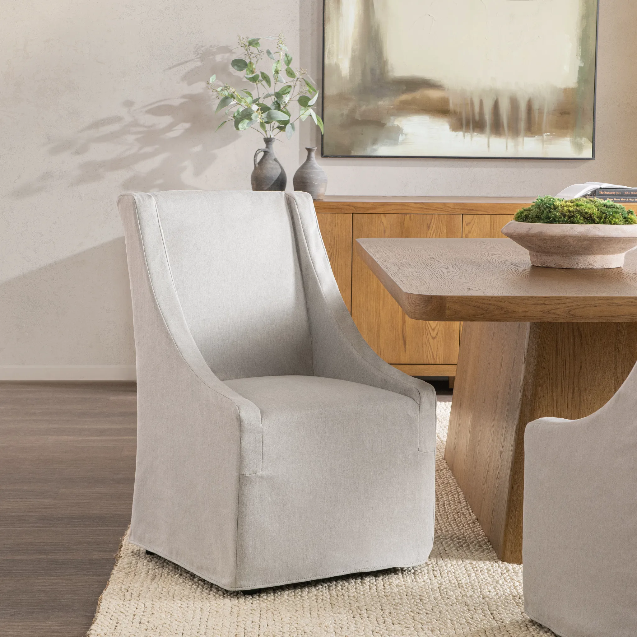 Honey Gray Upholstered Side Chair