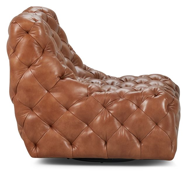 Rigby Brown Leather Swivel Accent Chair
