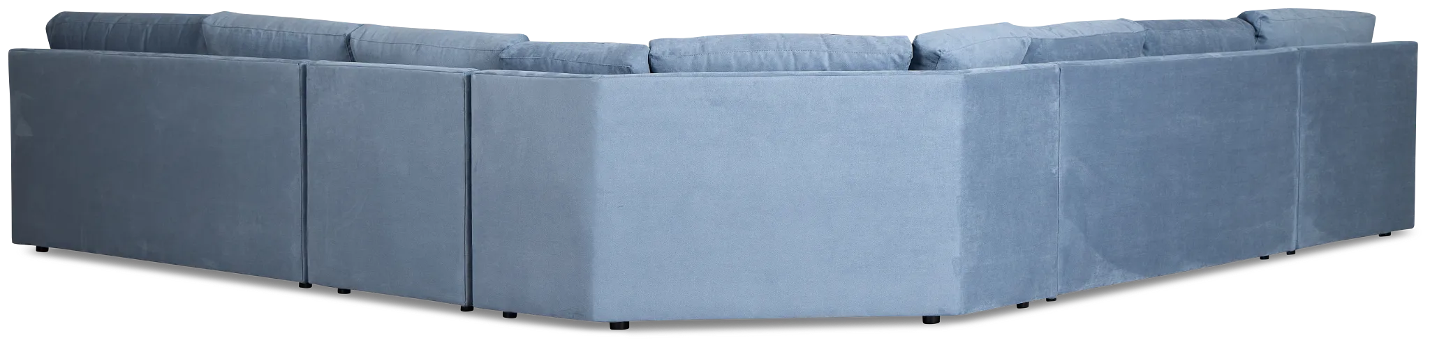 Hudson Blue Fabric Large Left Chaise Wedge Sectional