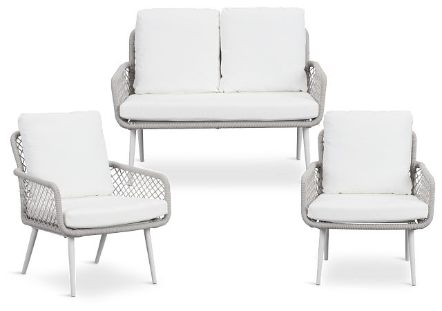 Andes White Woven Outdoor Living Room Set