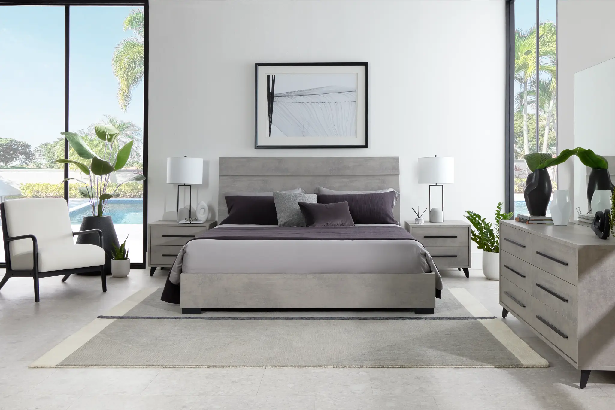 Pomona Gray Panel Bed Pomona Gray Panel Bed