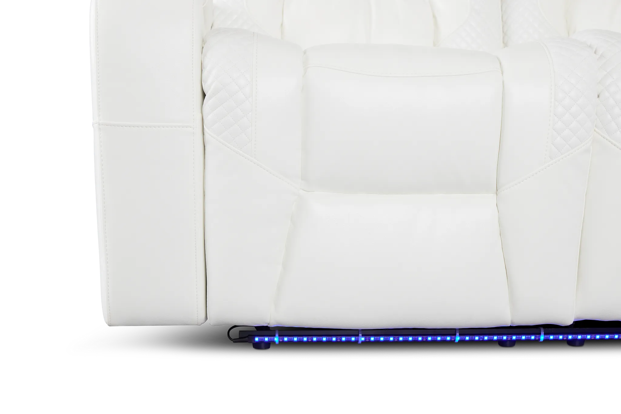 Troy White Micro Small Dual Power Reclining Two-arm Sectional