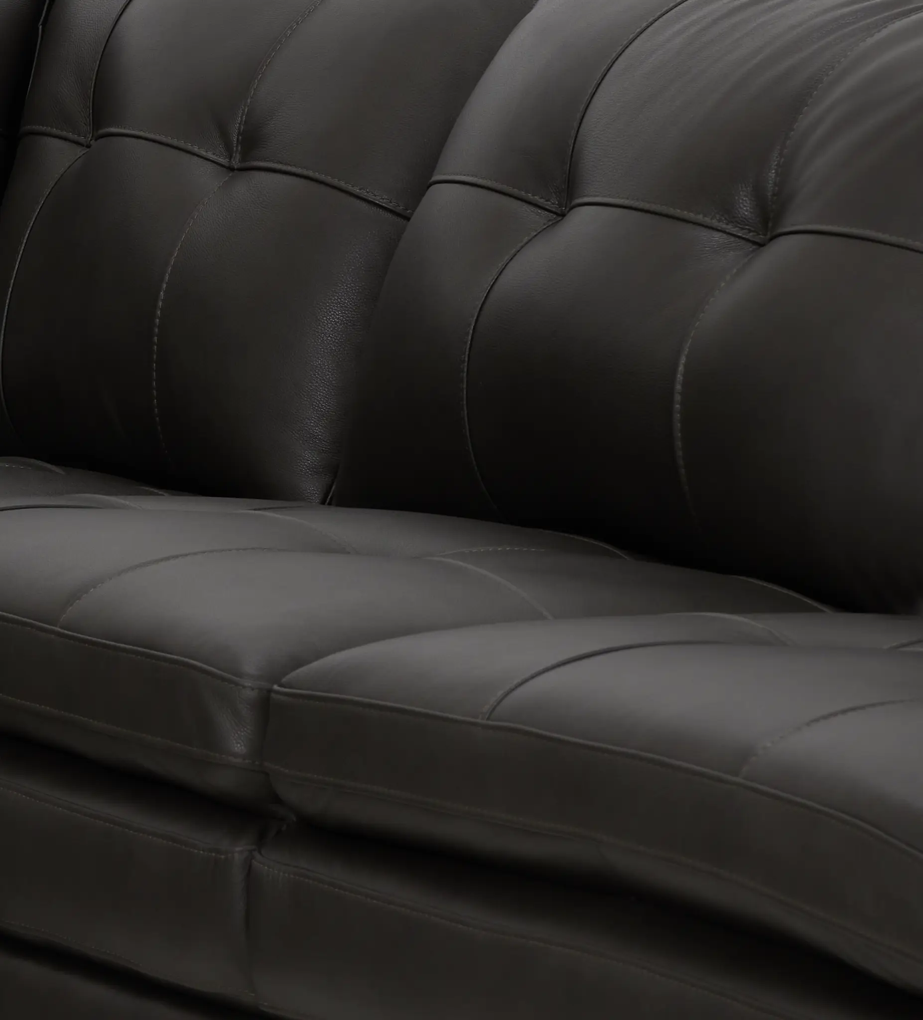 Braden Dark Gray Leather Medium Left Chaise Sectional Braden Dark Gray Leather Medium Left Chaise Sectional