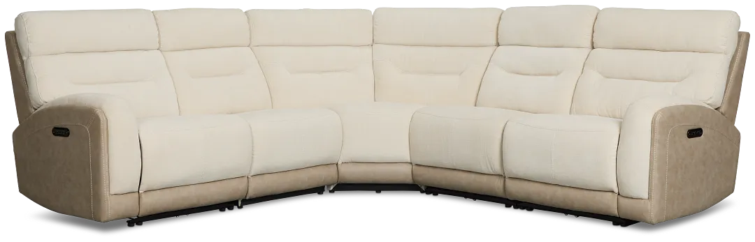 Travis Light Beige Fabric Small Two-arm Power Reclining Sectional
