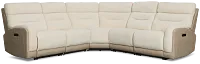 Travis Light Beige Fabric Small Two-arm Power Reclining Sectional