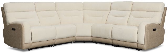 Travis Light Beige Fabric Small Two-arm Power Reclining Sectional