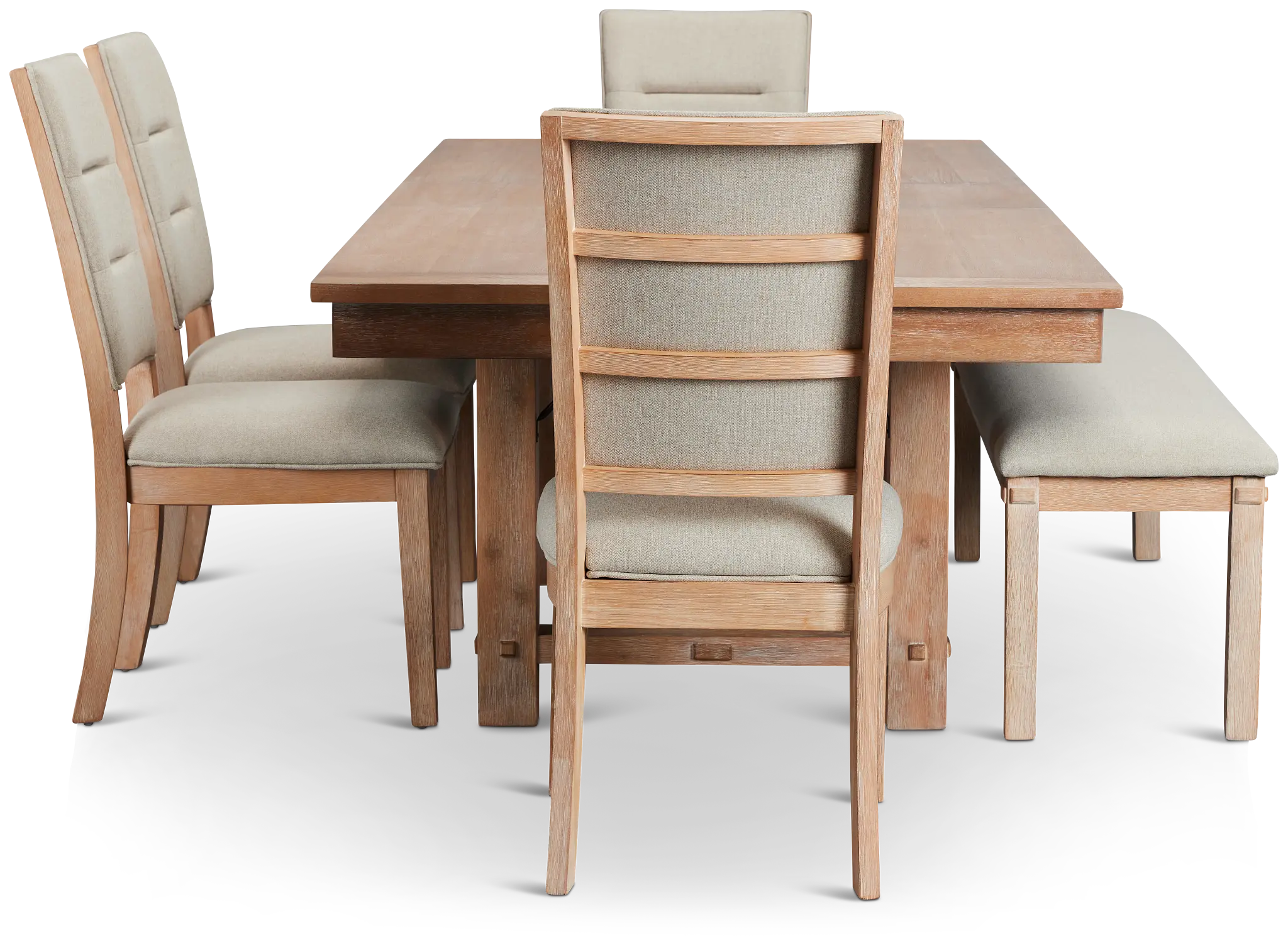 Park City Light Tone Rect Table With 4 Upholstered Side Chairs & Bench Park City Light Tone Rect Table With 4 Upholstered Side Chairs & Bench