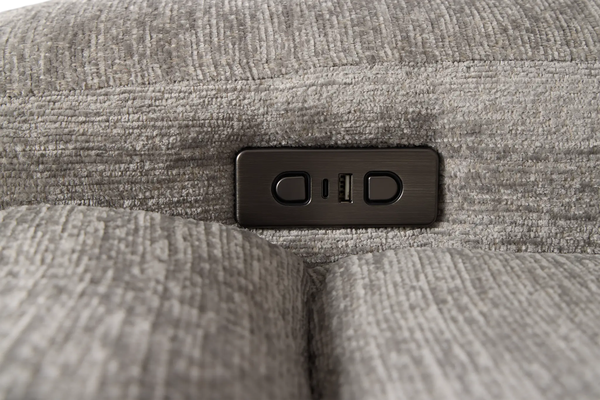 Bennett Gray Fabric Small Two-arm Power Reclining Sectional Bennett Gray Fabric Small Two-arm Power Reclining Sectional