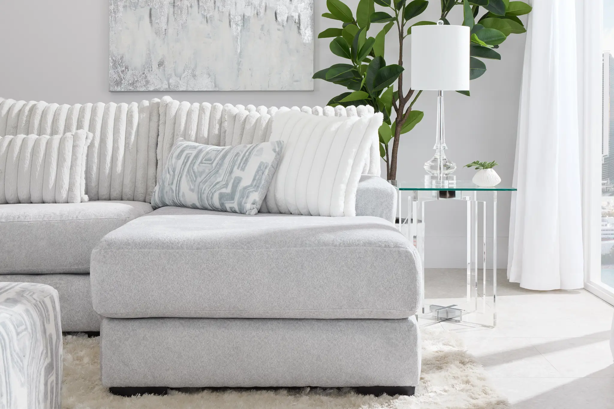 Kylie Light Gray Fabric Medium Right Chaise Sectional Kylie Light Gray Fabric Medium Right Chaise Sectional