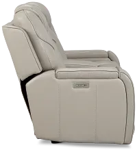 Eclipse Light Gray Lthr/vinyl Power Reclining Console Loveseat W/ Massage