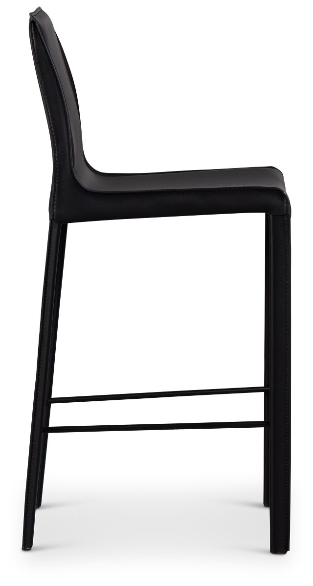 Lugo Black 27" Upholstered Barstool