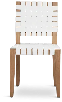 Haven White Woven Leather Side Chair