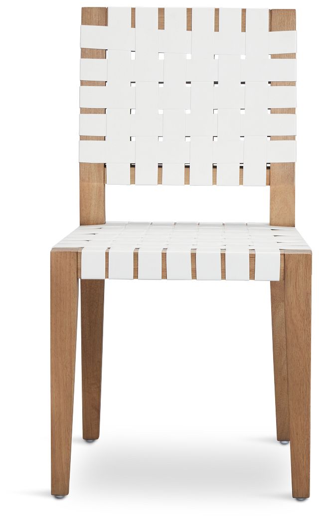 Haven White Woven Leather Side Chair