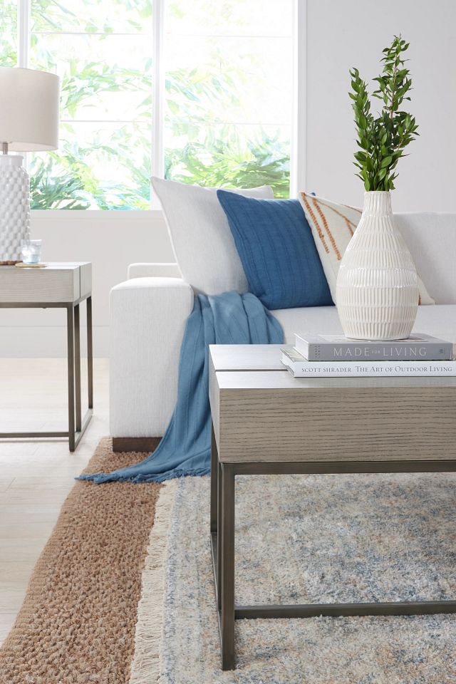 Mckenzie White Fabric Right Chaise Sectional