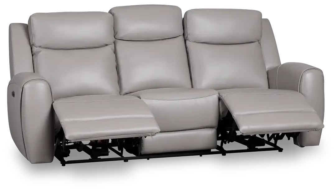 Walker Light Gray Lthr/vinyl Power Reclining Sofa W/ Power Headrest Walker Light Gray Lthr/vinyl Power Reclining Sofa W/ Power Headrest