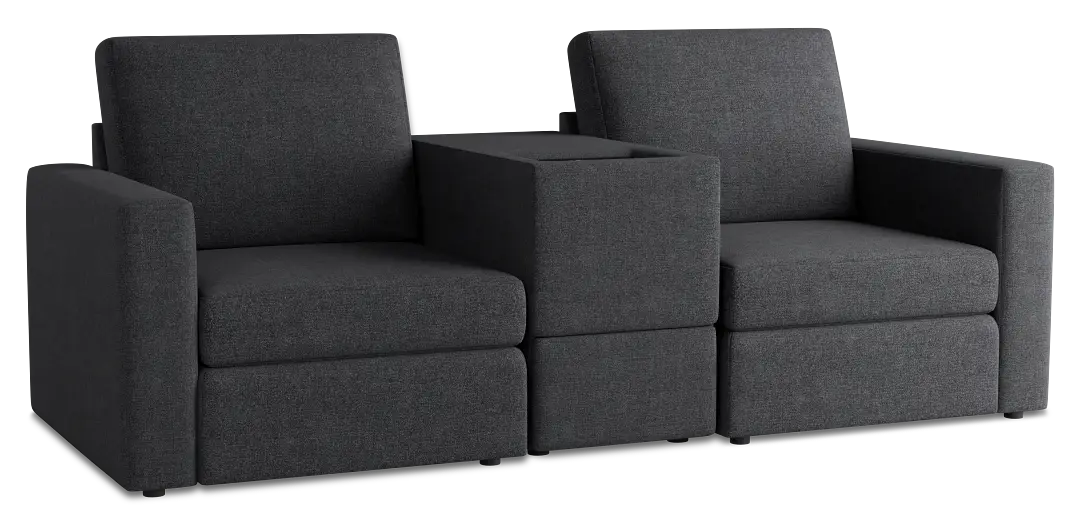 Citymod Dark Gray Fabric 3-piece Modular Sofa With Media Console Citymod Dark Gray Fabric 3-piece Modular Sofa With Media Console