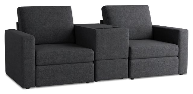 Citymod Dark Gray Fabric 3-piece Modular Sofa With Media Console