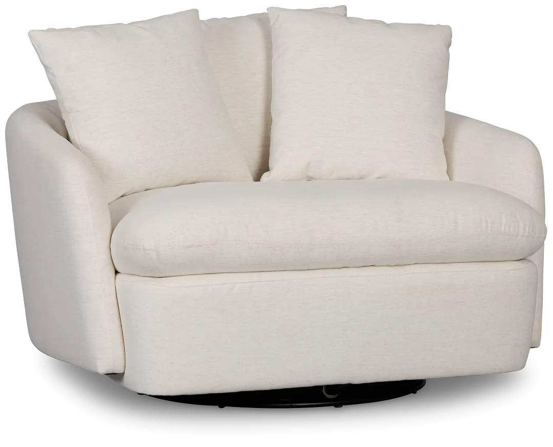 Serena White Fabric Swivel Chair