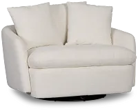 Serena White Fabric Swivel Chair