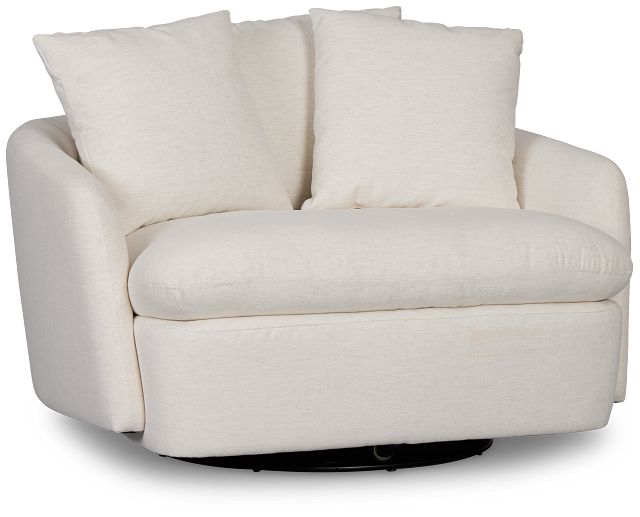 Serena White Fabric Swivel Chair