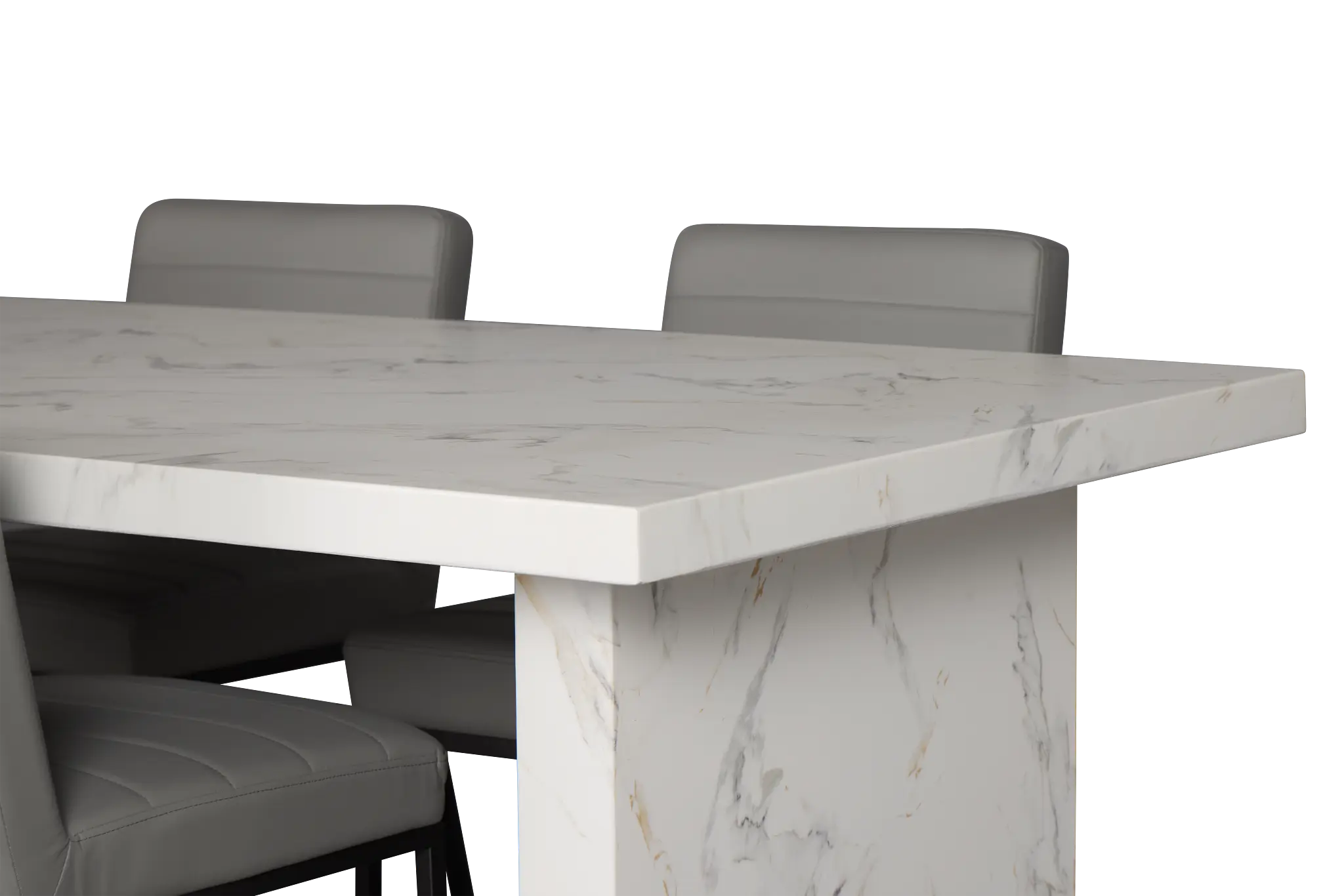 Viscaya White Table & 4 Gray Upholstered Chairs Viscaya White Table & 4 Gray Upholstered Chairs