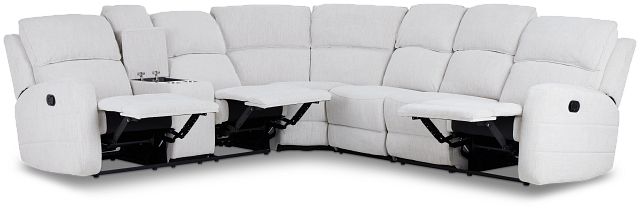 Piper Light Beige Fabric Large Dual Reclining Sectional With Left Console
