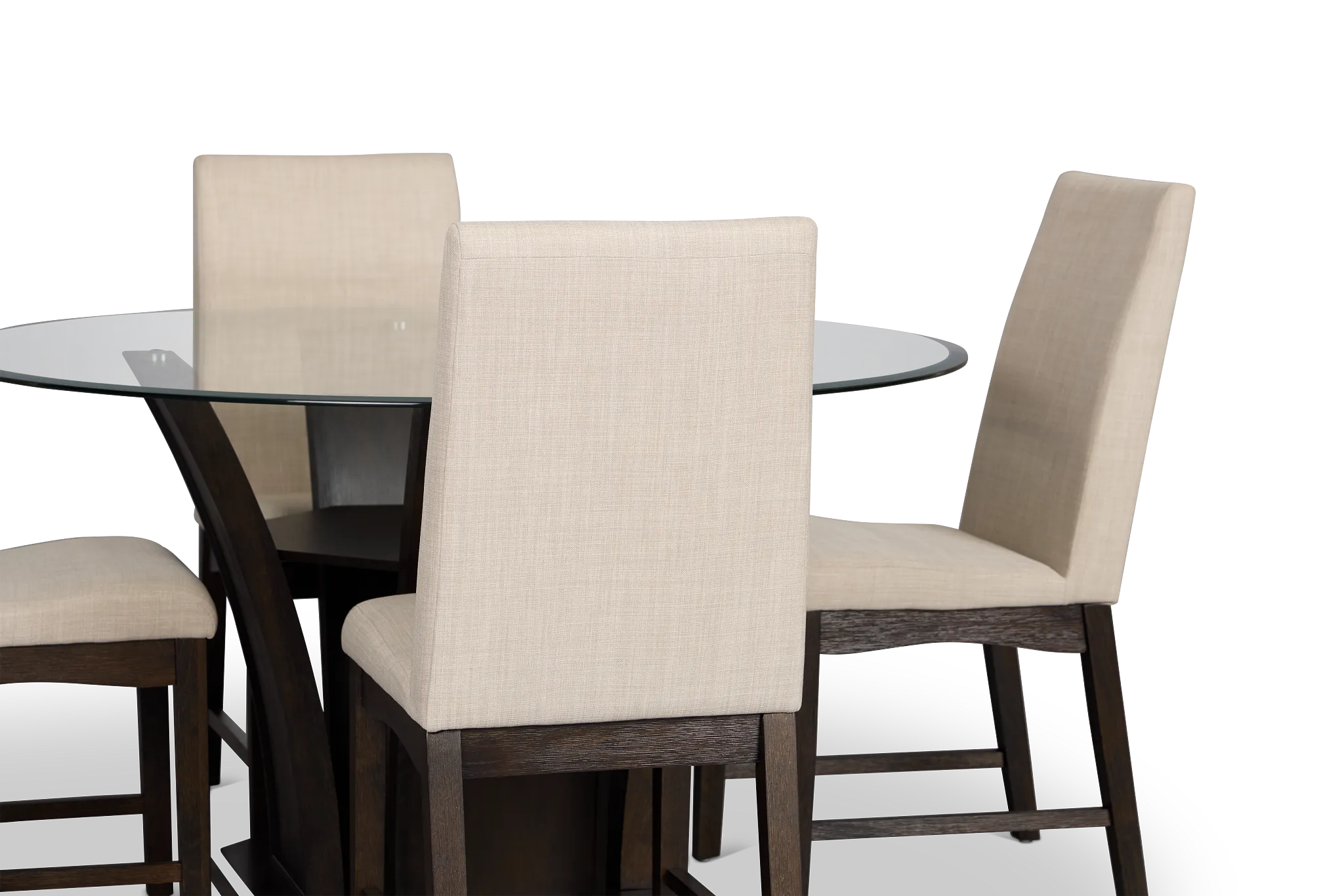 Roswell Glass Round Table & 4 Upholstered Chairs