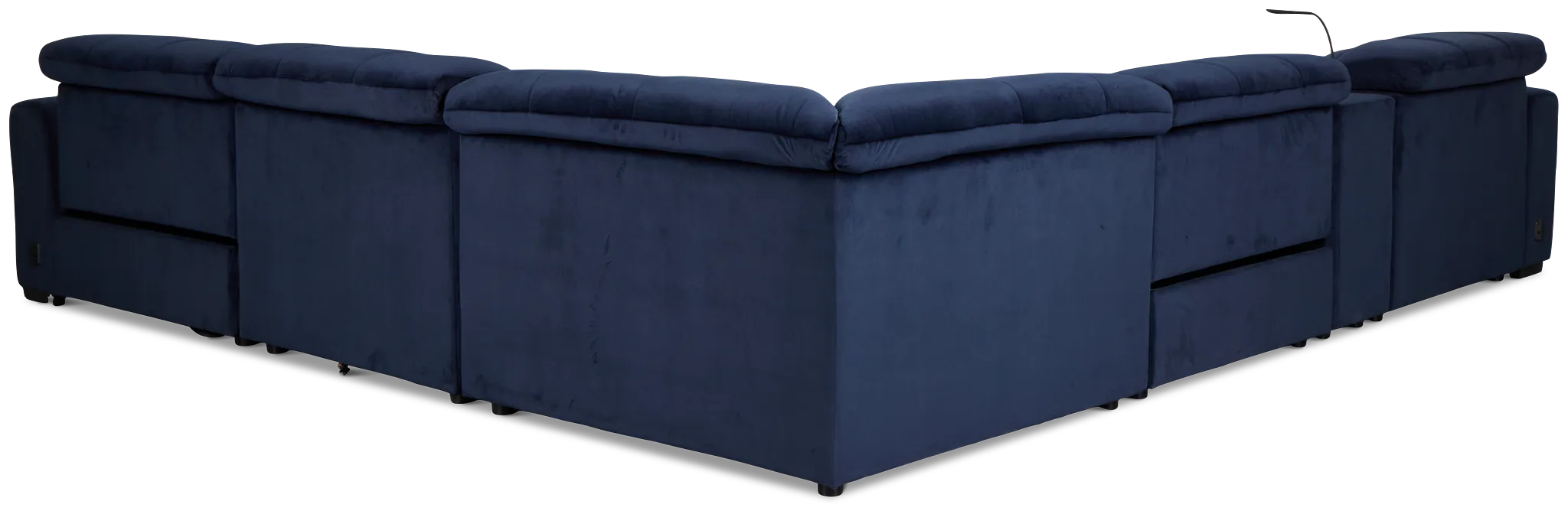 Gemma Navy Velvet Medium Triple Power Left Chaise Sectional