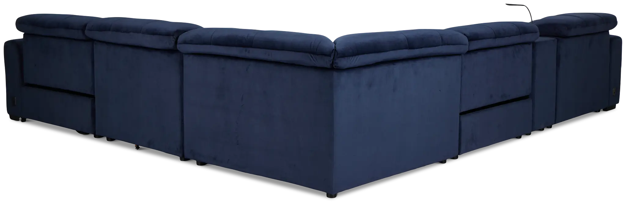 Gemma Navy Velvet Medium Triple Power Left Chaise Sectional Gemma Navy Velvet Medium Triple Power Left Chaise Sectional