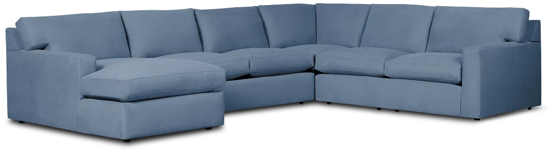 Hudson Blue Fabric Medium Left Chaise Sectional