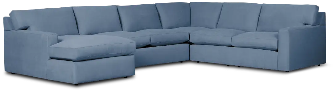 Hudson Blue Fabric Medium Left Chaise Sectional Hudson Blue Fabric Medium Left Chaise Sectional