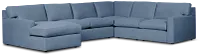 Hudson Blue Fabric Medium Left Chaise Sectional