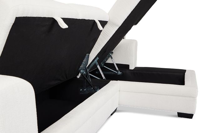 Everly White Fabric Right Chaise Storage Sectional