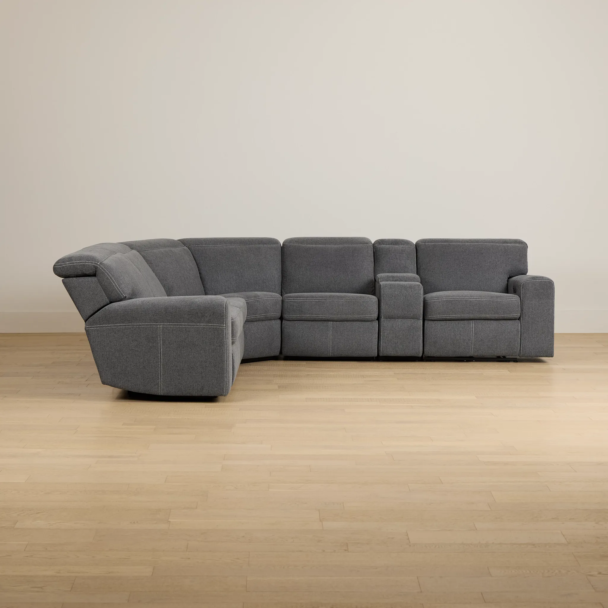 Callum Dark Gray Fabric Medium Triple Power 2-arm Sectional