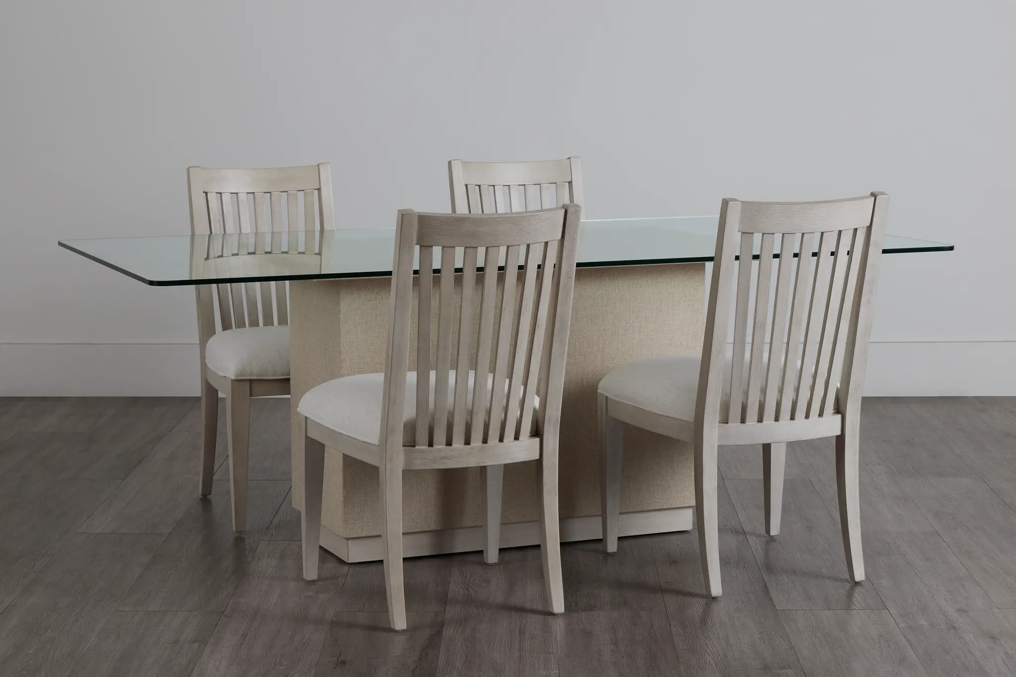 Marseilles Glass Rect Table & 4 Slat Chairs Marseilles Glass Rect Table & 4 Slat Chairs