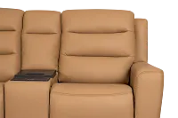 Wilder Brown Leather Power Reclining Console Loveseat With Refrigerator