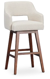 Oberlin Light Beige Fabric 30" Swivel Barstool