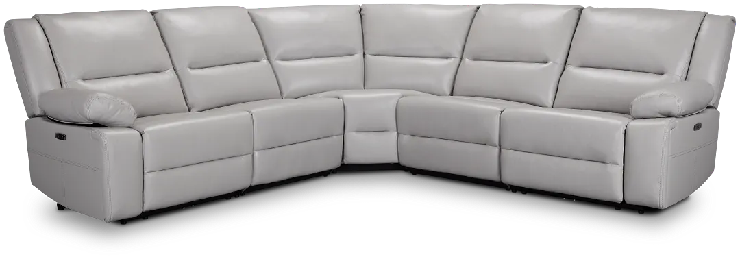 Peyton Light Gray Lthr/vinyl Small Two-arm Power Reclining Sectional