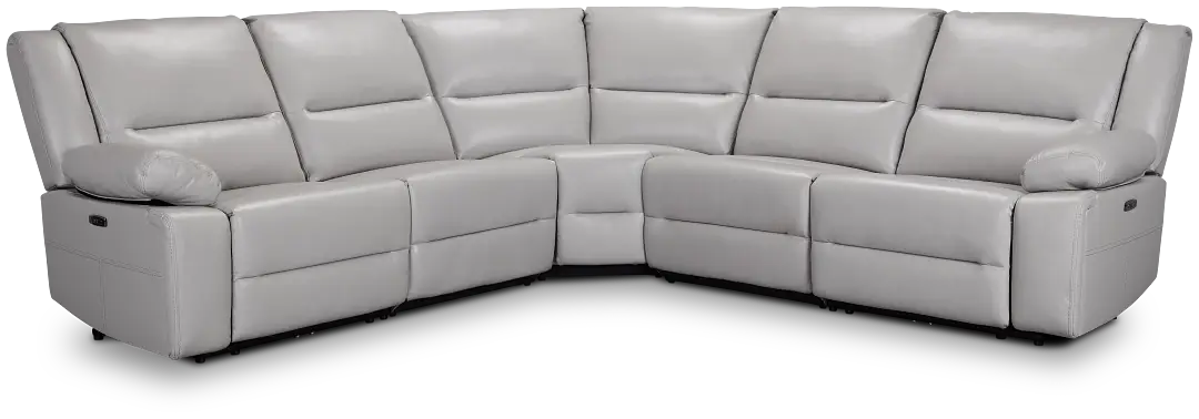 Peyton Light Gray Lthr/vinyl Small Two-arm Power Reclining Sectional Peyton Light Gray Lthr/vinyl Small Two-arm Power Reclining Sectional