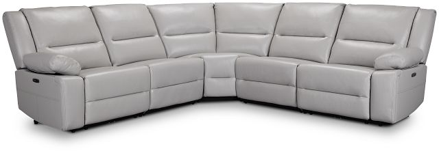 Peyton Light Gray Lthr/vinyl Small Two-arm Power Reclining Sectional