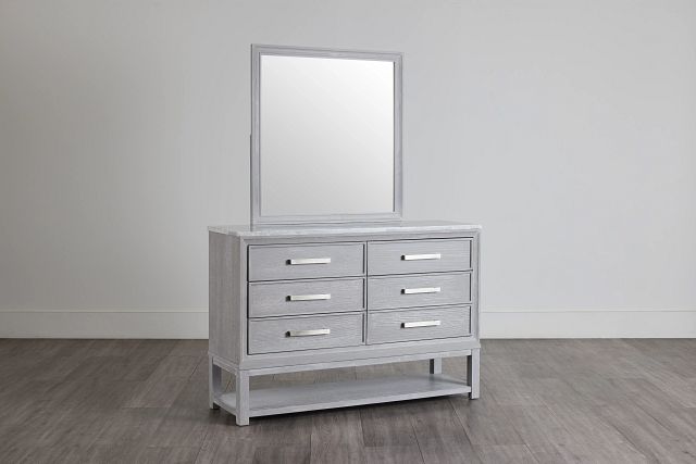 Mckinney Gray Marble Dresser & Mirror