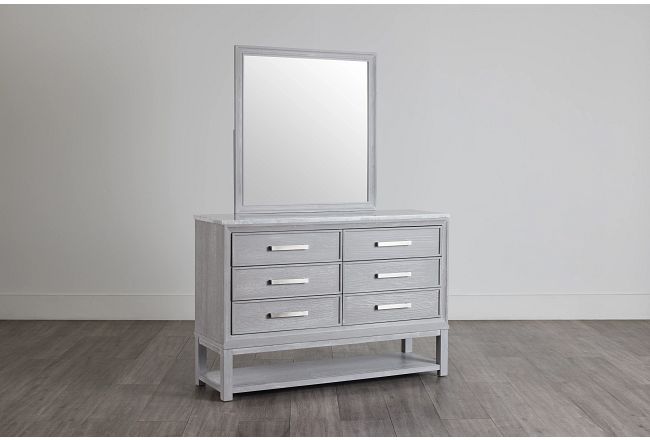 Mckinney Gray Marble Dresser & Mirror