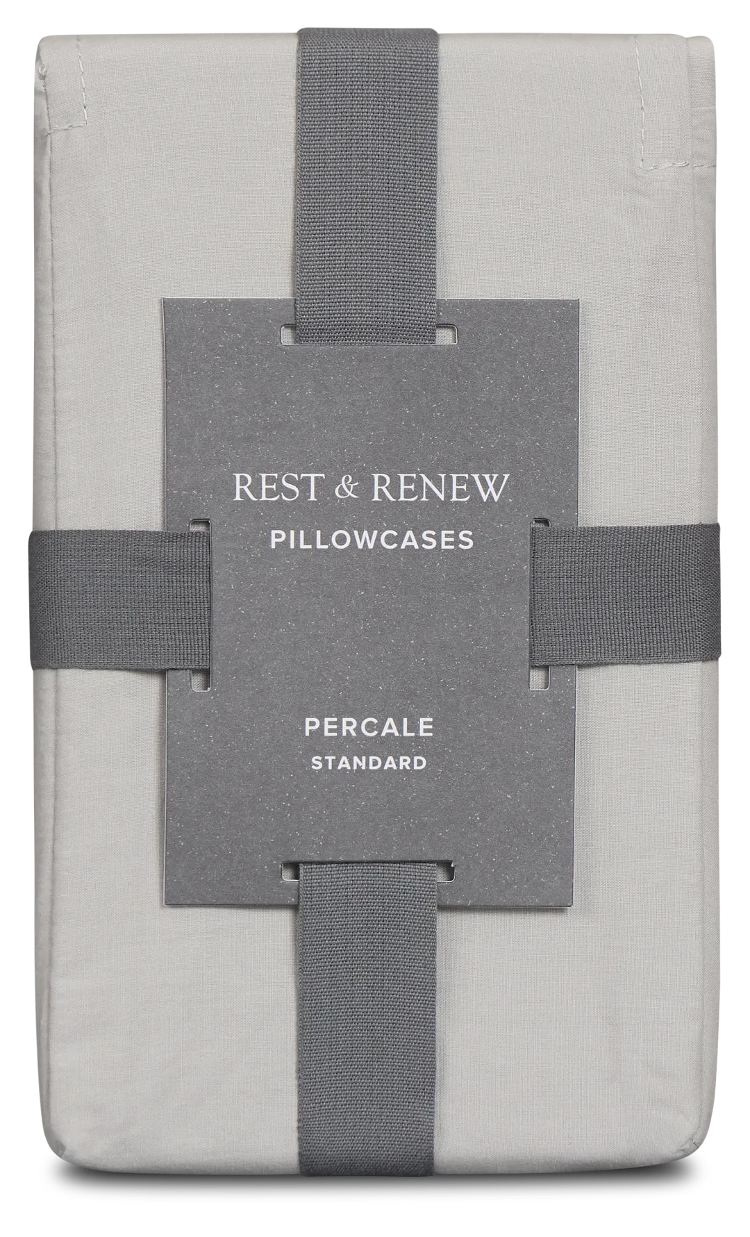 Rest & Renew Percale Cotton Gray 200 Thread Set Of 2 Pillowcases