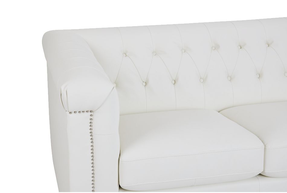 Blair White Micro Sofa Living Room, Blair Leather Sofa