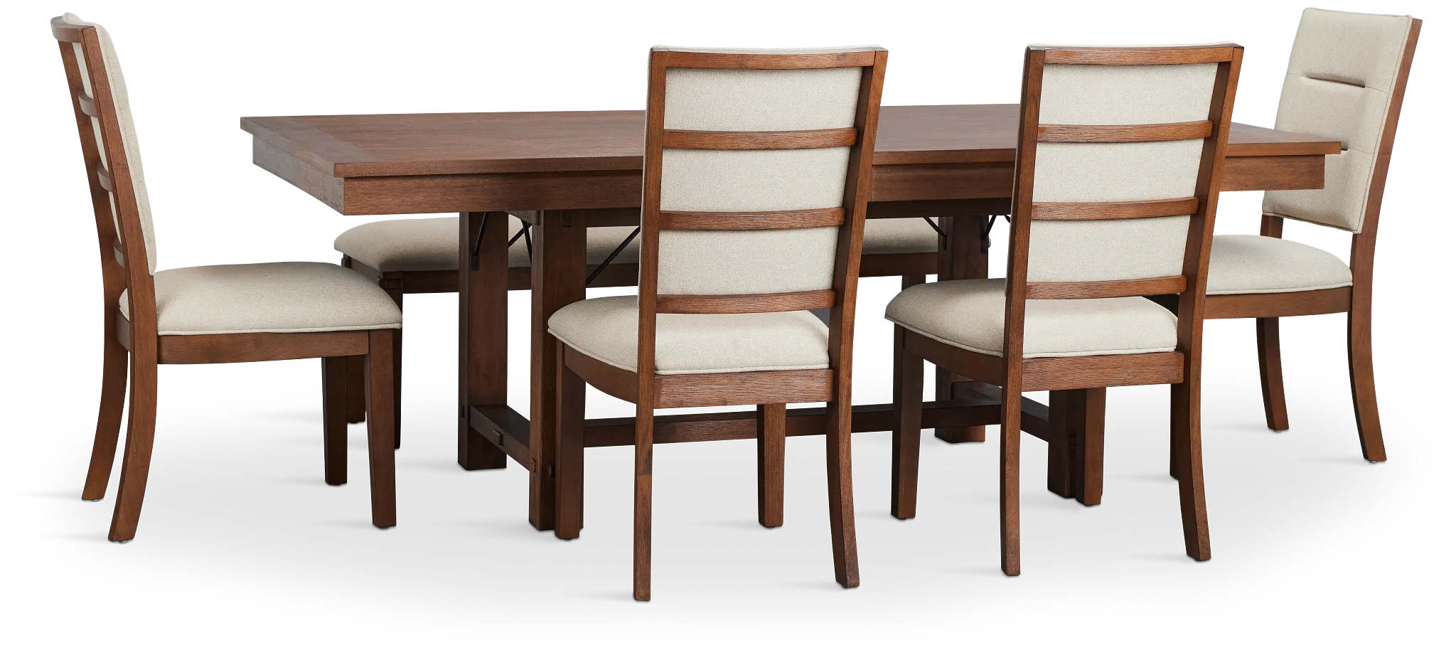 Park City Dark Tone Rect Table With 4 Upholstered Side Chairs & Bench