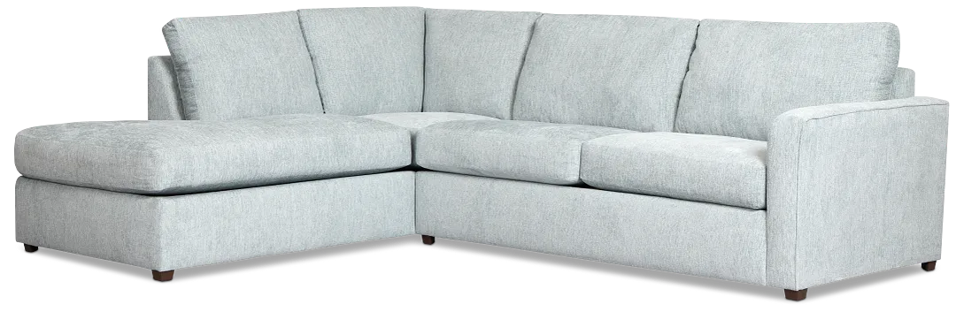 Shore Light Blue Fabric Left Bumper Sectional