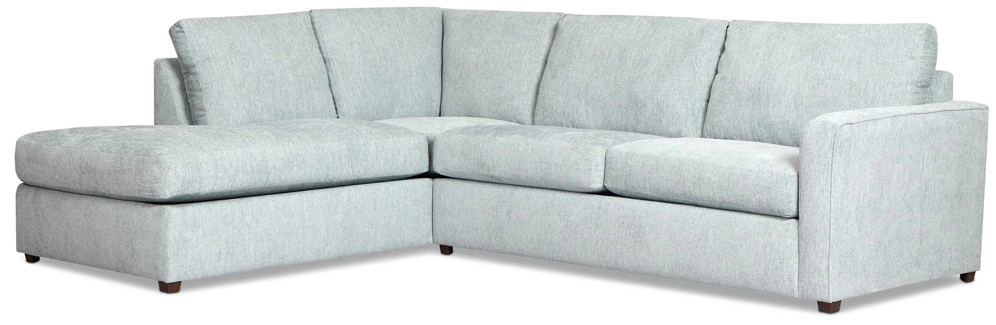 Shore Light Blue Fabric Left Bumper Sectional